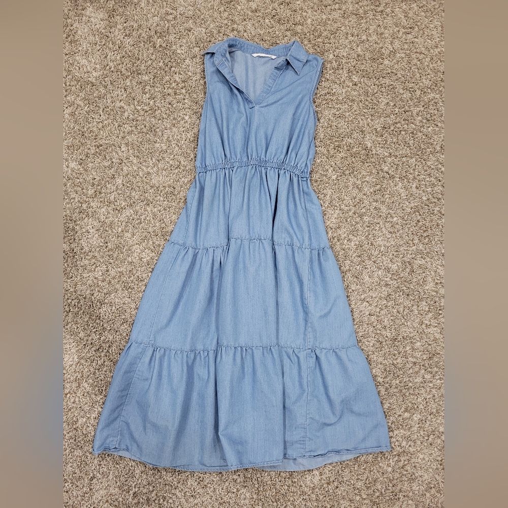 Sleeveless Blue Tiered Dress